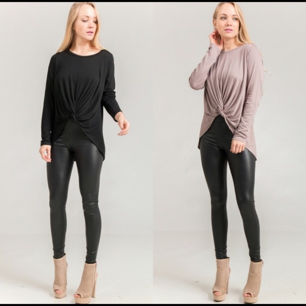 1 left! Mocha Knotted Top - Picture 3 of 3
